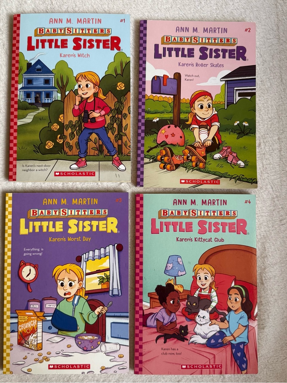 Scholastic Little Sister Book Set with Red, Purple, Green, Blue Covers